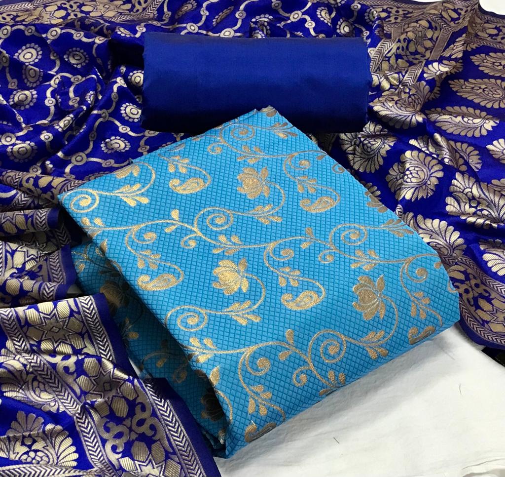 Banarasi Silk 64 New Exclusive Wear Designer Dress Material Collection